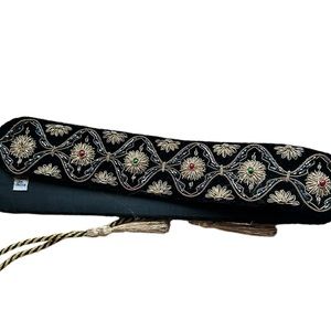 Vintage beaded renaissance tie tassle velvet belt